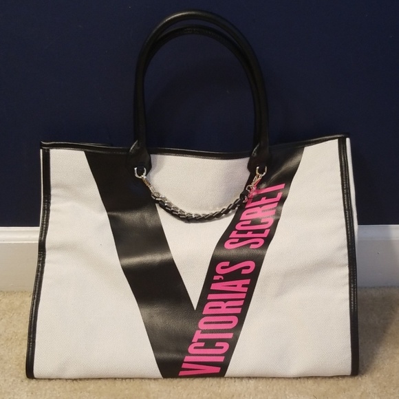 NEW Victoria's Secret Ribbon Logo City Tote - Picture 5 of 8